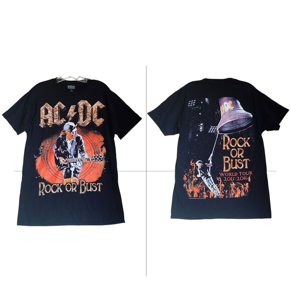 AC/DC Rock Or Bust T Shirt Unisex M Graphic Double Sides Print Official Licensed - Picture 1 of 6